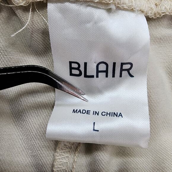 Blair Pants Womens L Tan Khaki Pull On Crop Capri Criss Cross Cutout Hem Casual - Picture 4 of 10